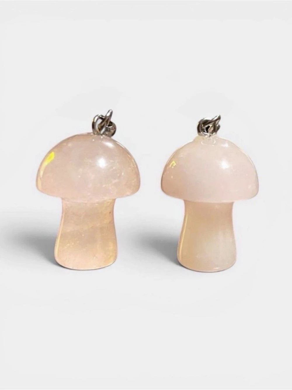 🍄 Handmade Rose Quartz Mushroom Earrings ✨